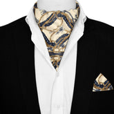 NEW BELT CHAIN SILK ASCOT AND POCKET SQUARE SET – PREMIUM COLLECTION